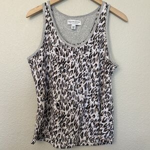 Live Love Lounge Ladies' 2 Piece Lounge Pajama Set Size 2X, Gray Leopard Tank